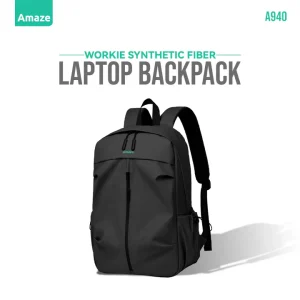 Amaze A940 Workie Synthetic Fiber Laptop Backpack – Black – BIS