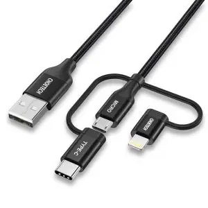 Choetech 3 In 1 Braided Cable – IP0030 – Black – GC